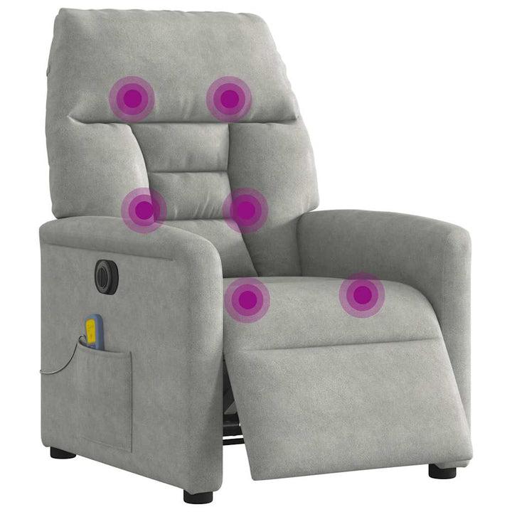 massagestol mikrofiberstof lysegrå
