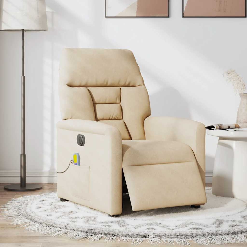 massagestol mikrofiberstof cremefarvet