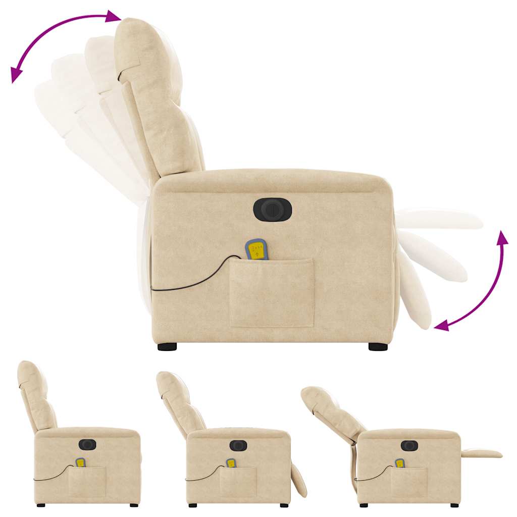 massagestol mikrofiberstof cremefarvet