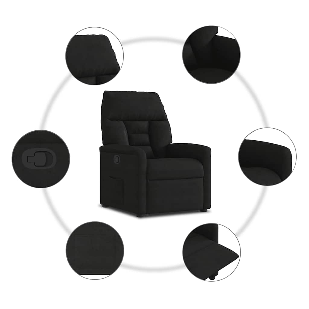 løftestol mikrofiberstof sort