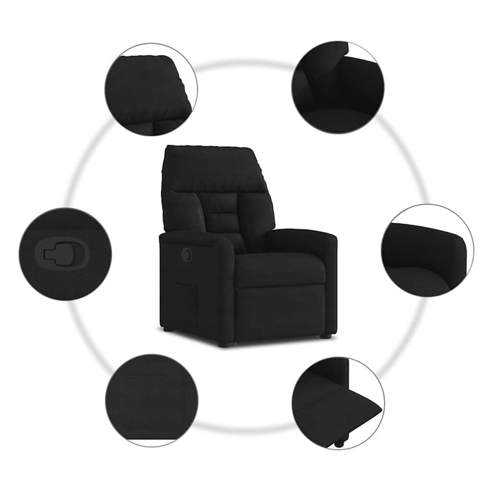løftestol mikrofiberstof sort