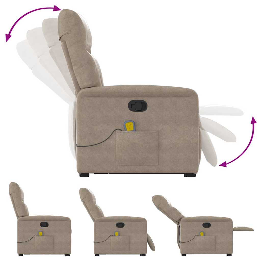 massagestol med løftefunktion mikrofiberstof gråbrun