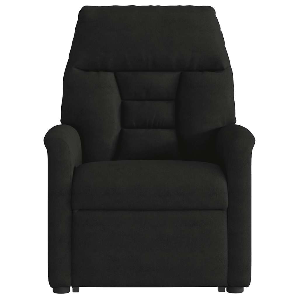 massagestol med løftefunktion mikrofiberstof sort