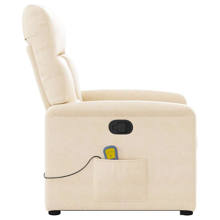 massagestol med løftefunktion mikrofiberstof beige