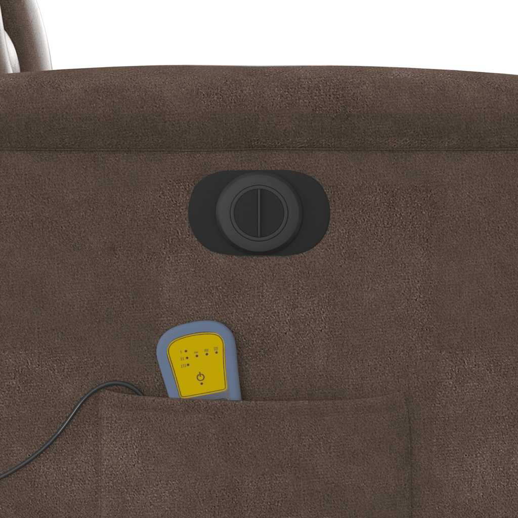 massagestol med løftefunktion mikrofiberstof brun