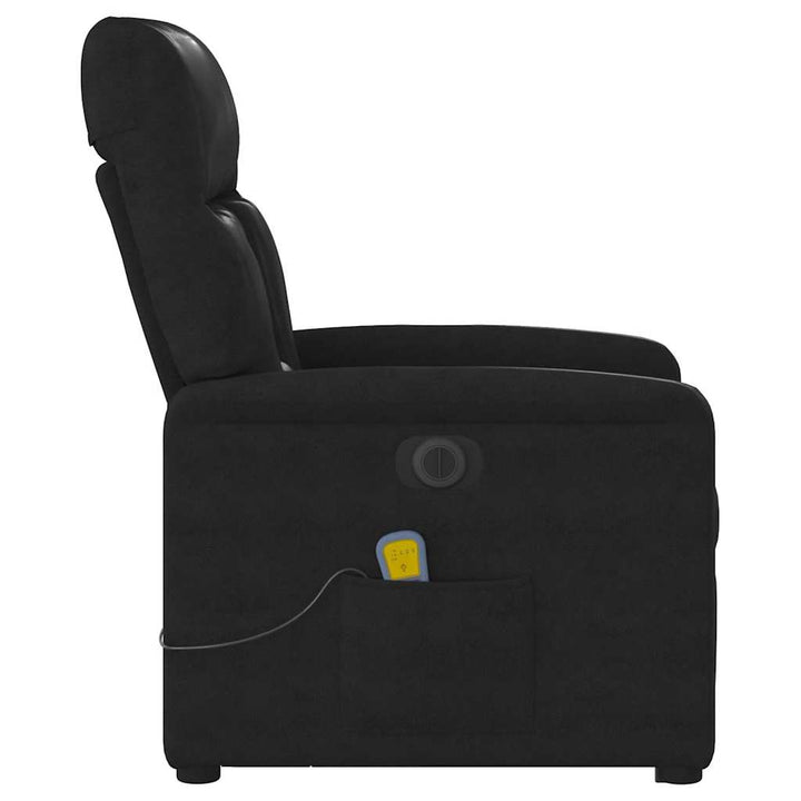 massagestol med løftefunktion mikrofiberstof sort