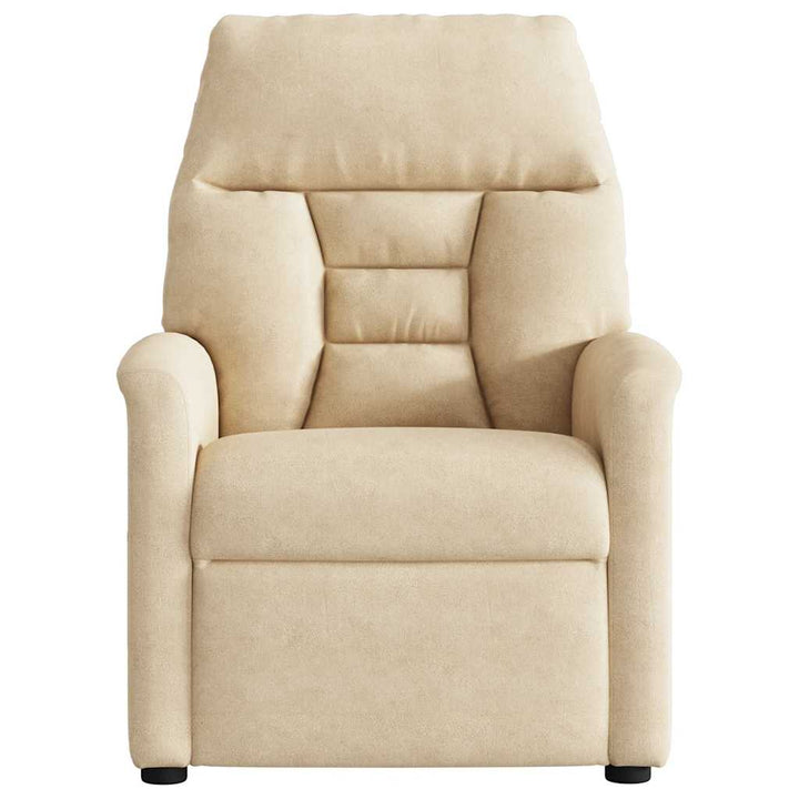 massagestol med løftefunktion mikrofiberstof cremefarvet