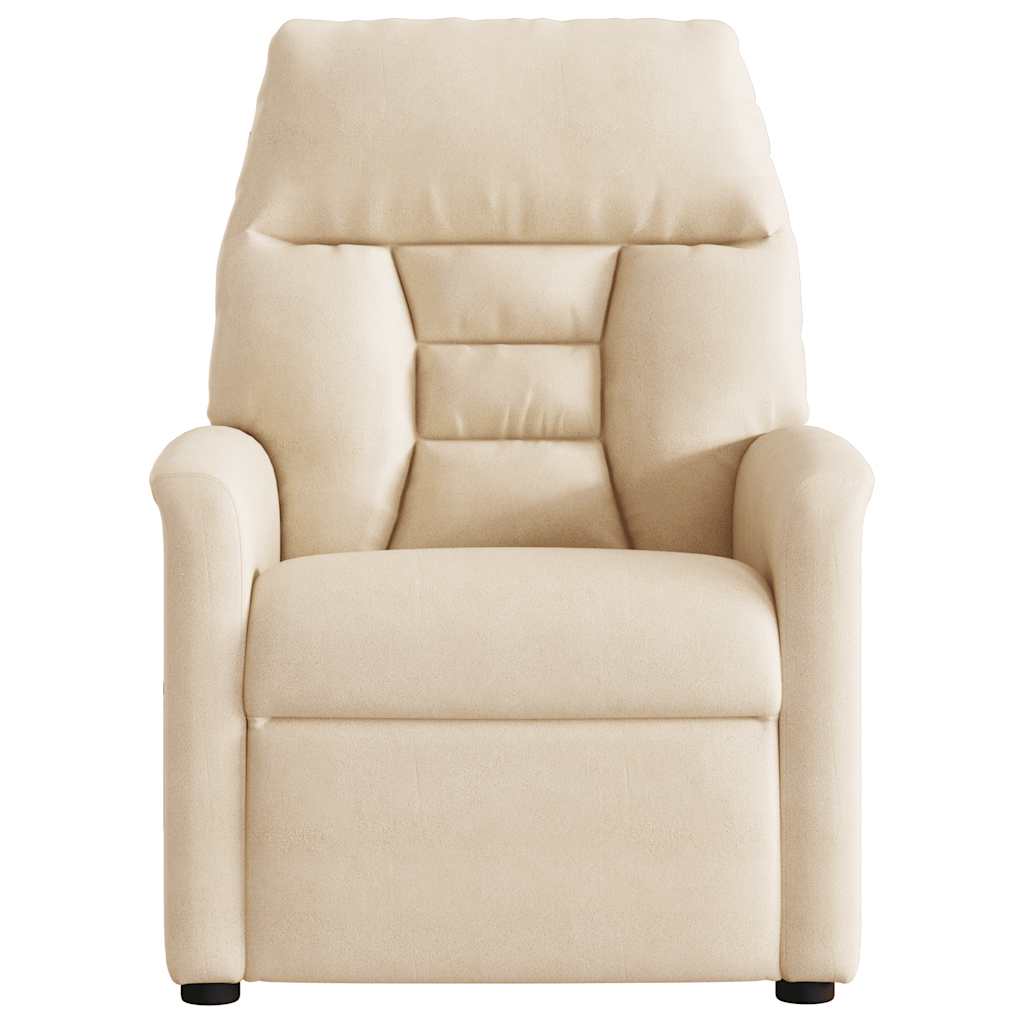 massagestol med løftefunktion mikrofiberstof beige