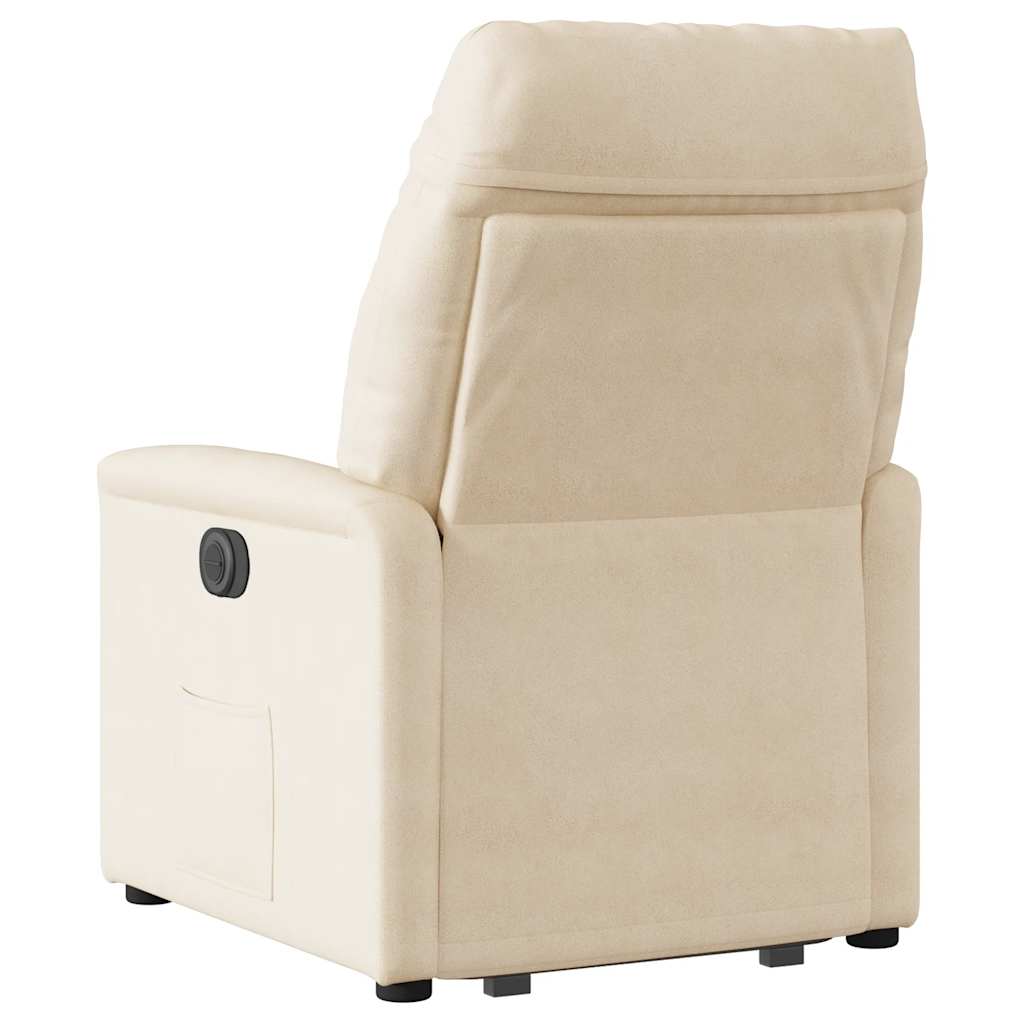 massagestol med løftefunktion mikrofiberstof beige
