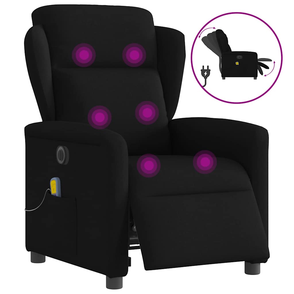 eldrevet massagestol stof sort
