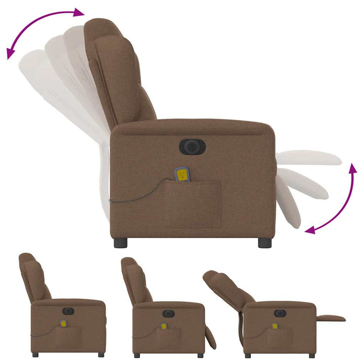 eldrevet massagestol stof brun