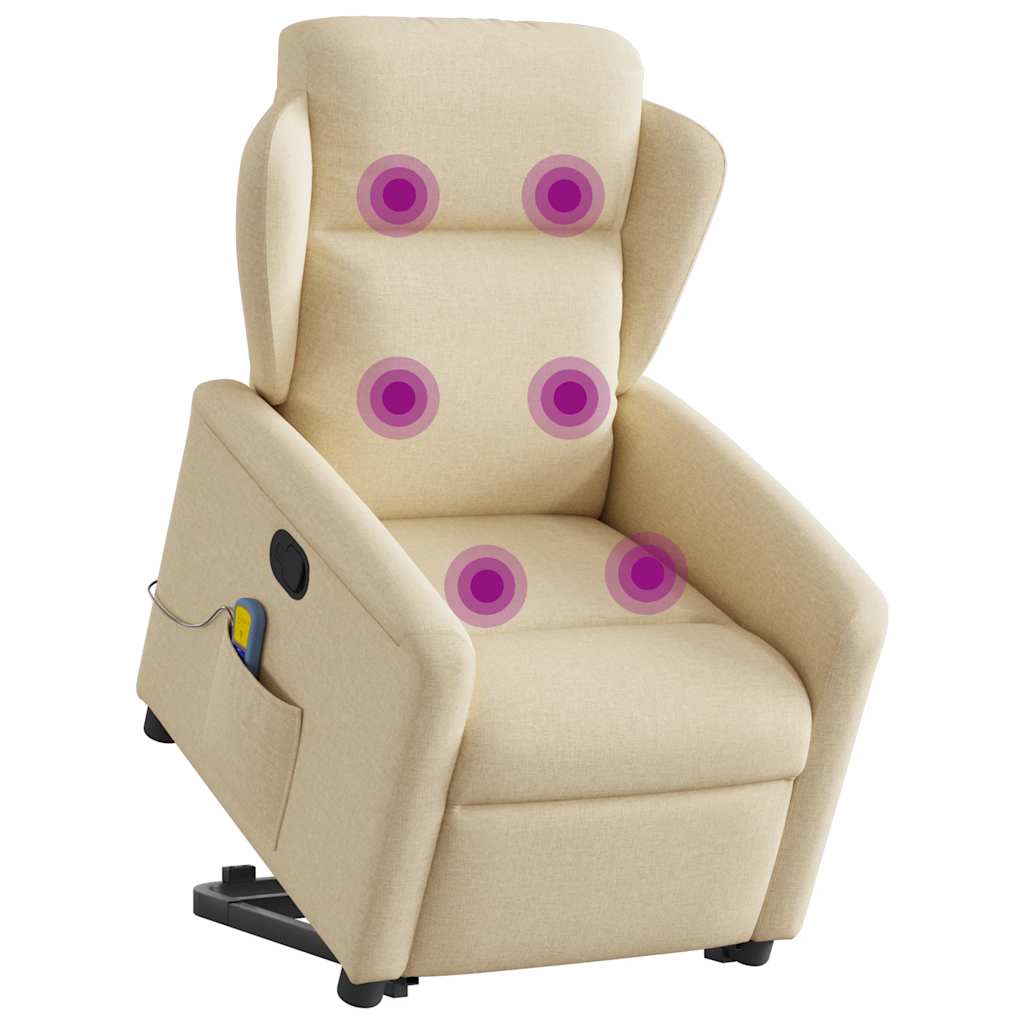 løftestol med massagefunktion stof cremefarvet