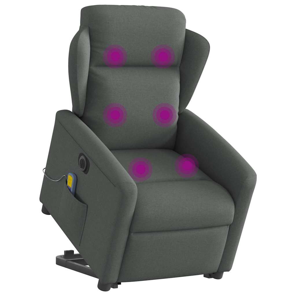 elektrisk massagestol med løftefunktion stof mørkegrå