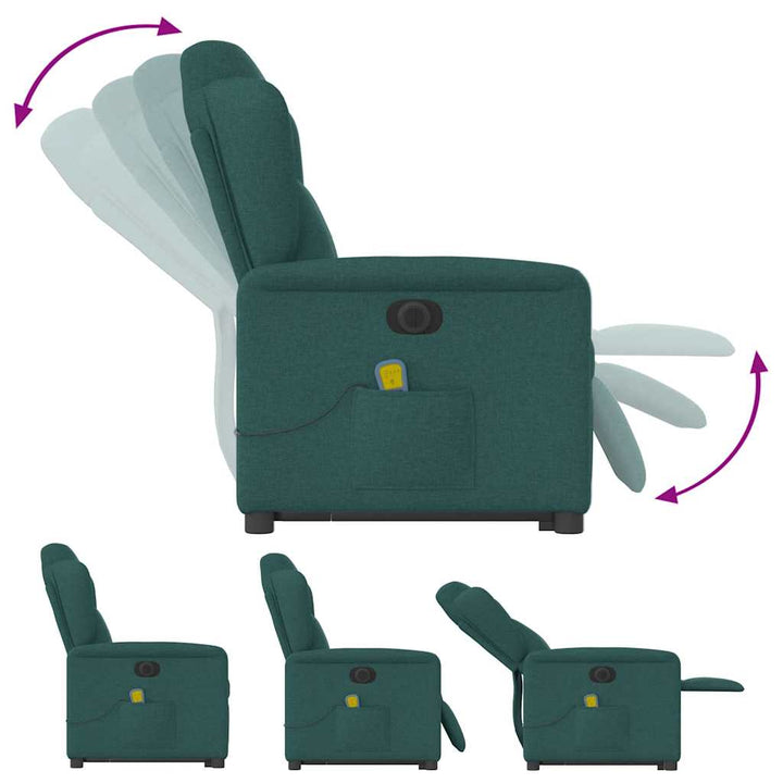 elektrisk massagestol med løftefunktion stof mørkegrøn