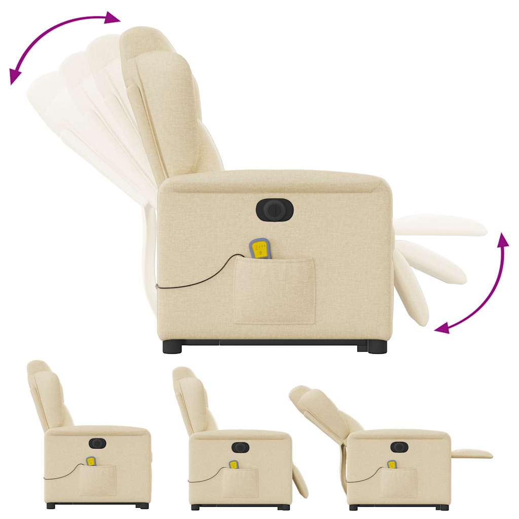 elektrisk massagestol med løftefunktion cremefarvet