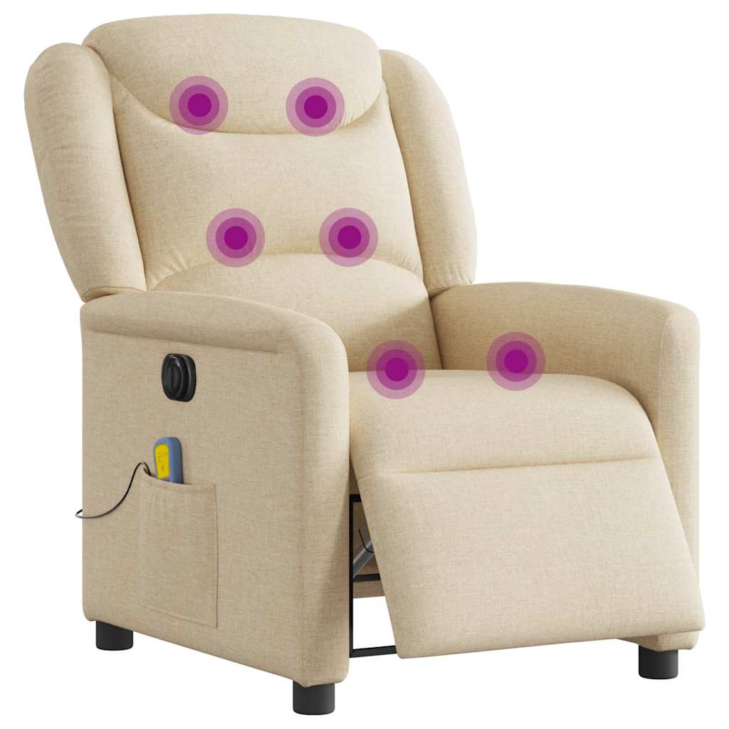 eldrevet massagestol stof cremefarvet