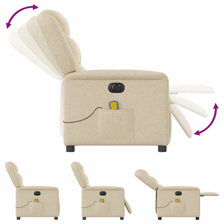 eldrevet massagestol stof cremefarvet