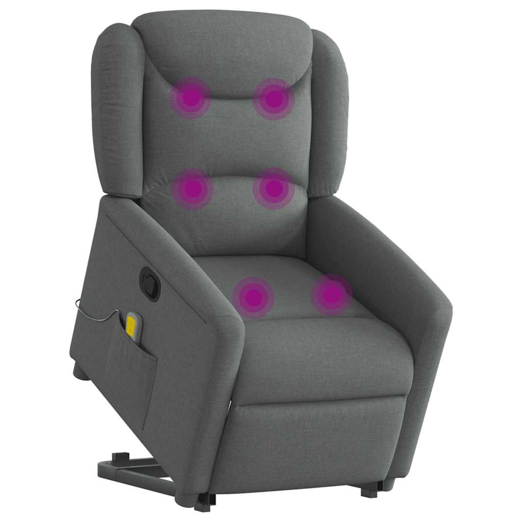 løftestol med massagefunktion stof mørkegrå