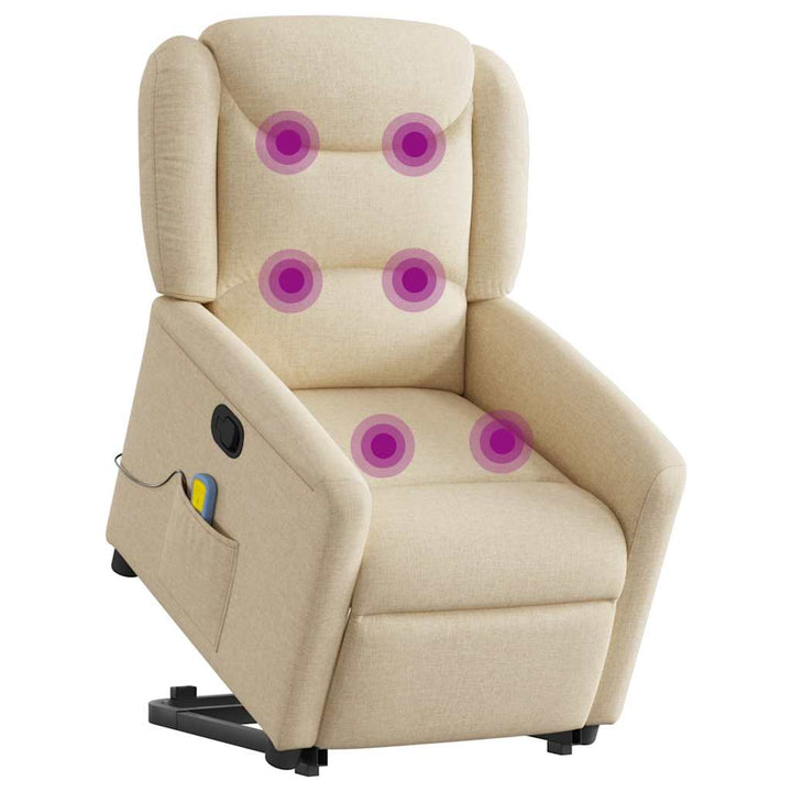 løftestol med massagefunktion stof cremefarvet
