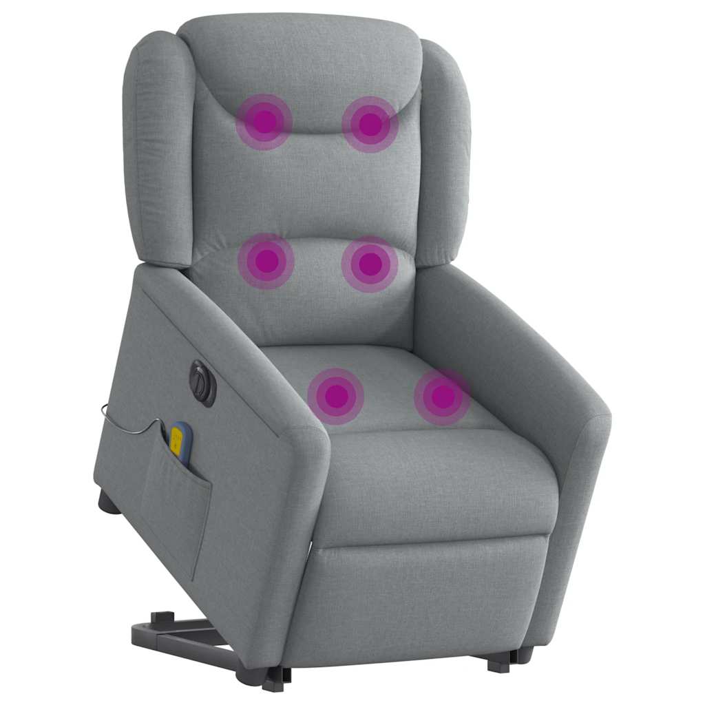 elektrisk massagestol med løftefunktion stof lysegrå