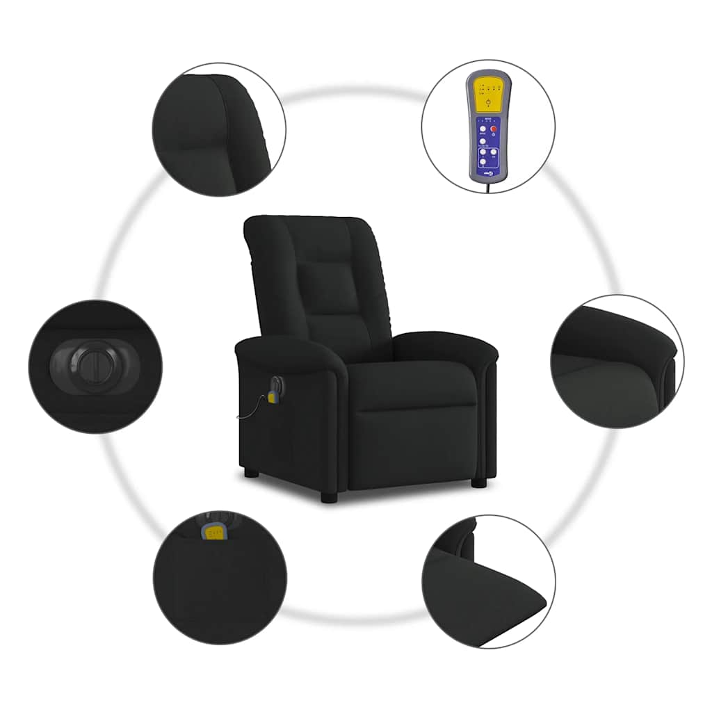 eldrevet massagestol stof sort