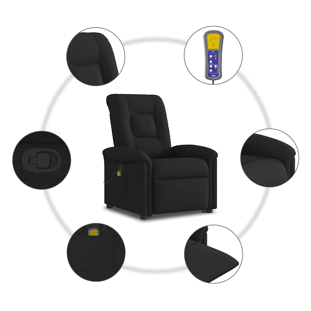løftestol med massage stof sort