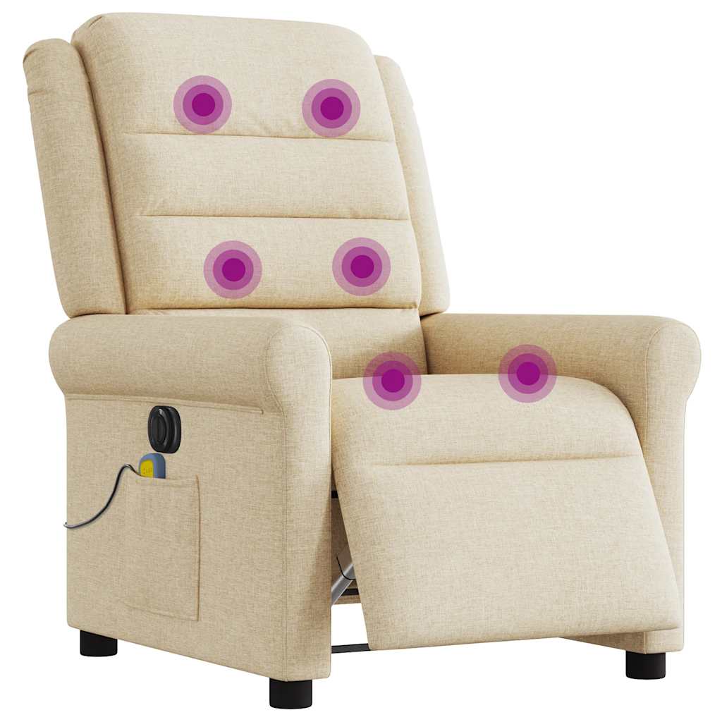 eldrevet massagestol stof cremefarvet