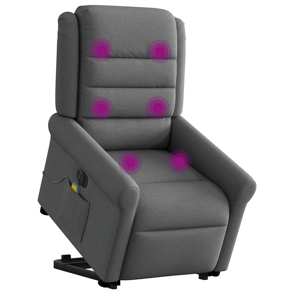 elektrisk massagestol med løftefunktion stof mørkegrå