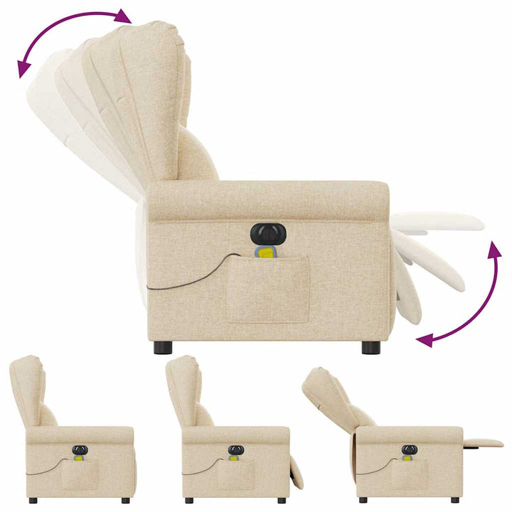 eldrevet massagestol stof cremefarvet