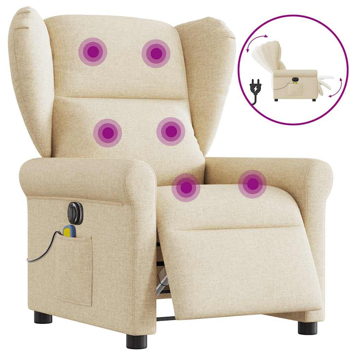 eldrevet massagestol stof cremefarvet