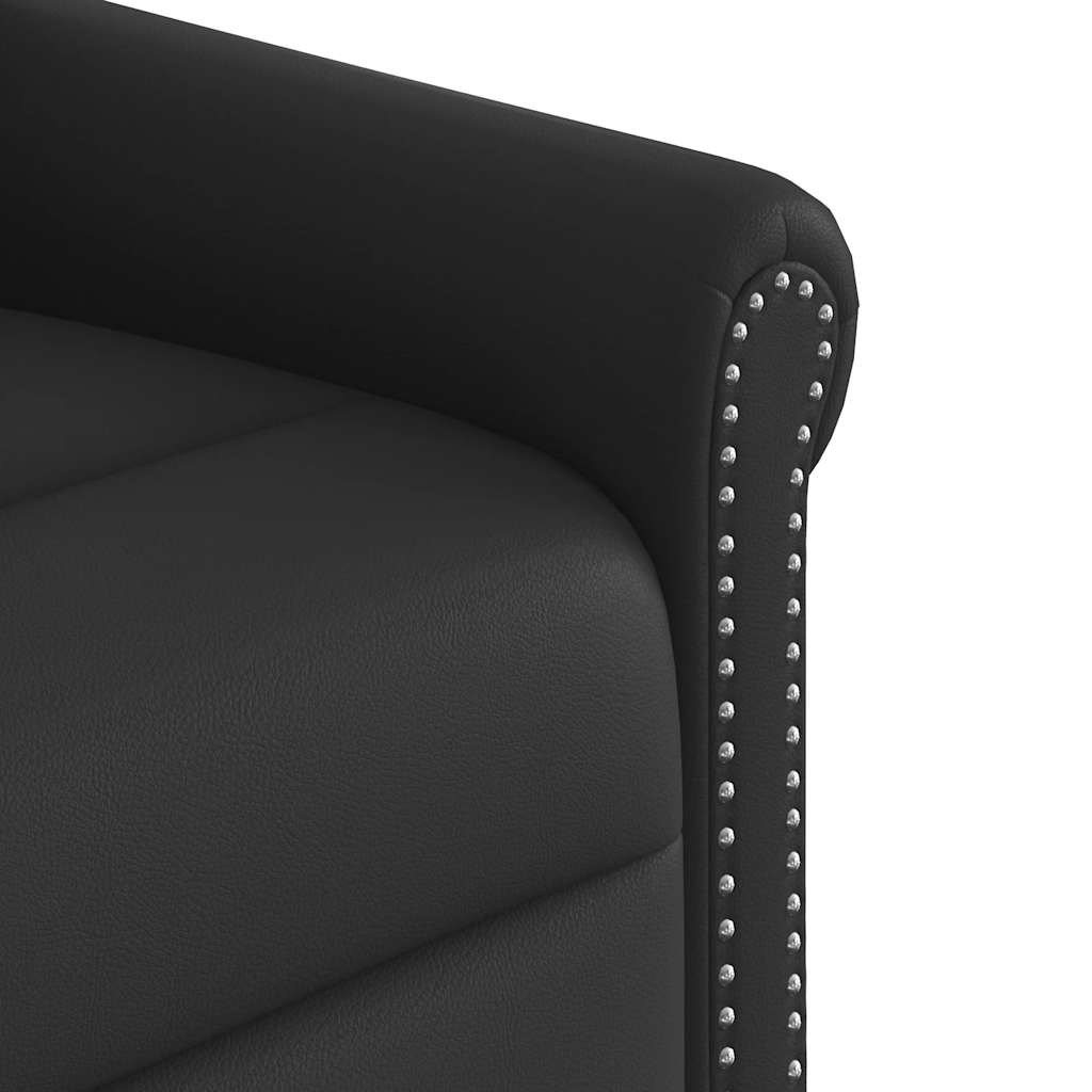 elektrisk massage-lænestol skinnende kunstlæder sort