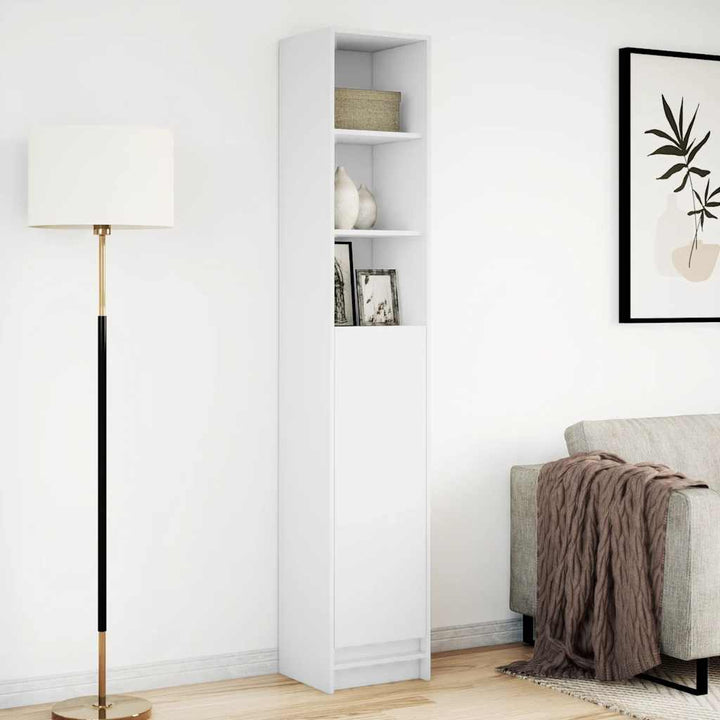 reol med LED-lys 36x32,5x200 cm konstrueret træ hvid
