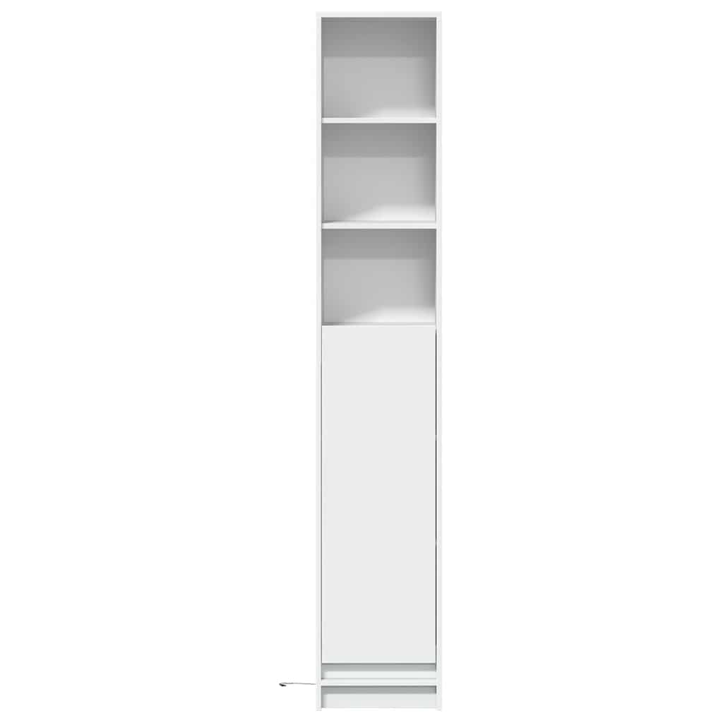 reol med LED-lys 36x32,5x200 cm konstrueret træ hvid