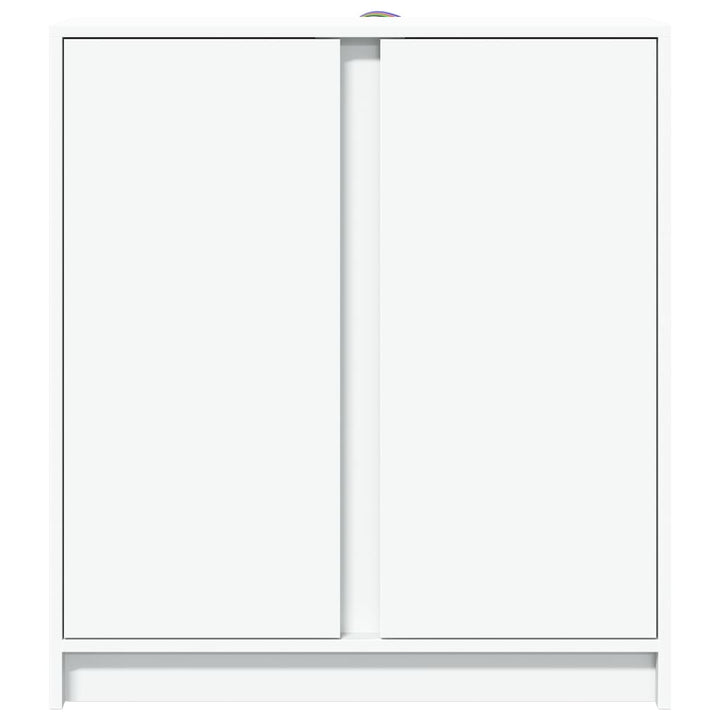 skænk med LED-lys 77x34x85 cm konstrueret træ hvid