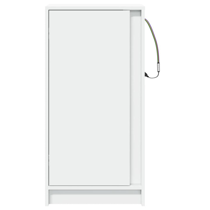 skænk med LED-lys 42,5x34x85 cm konstrueret træ hvid
