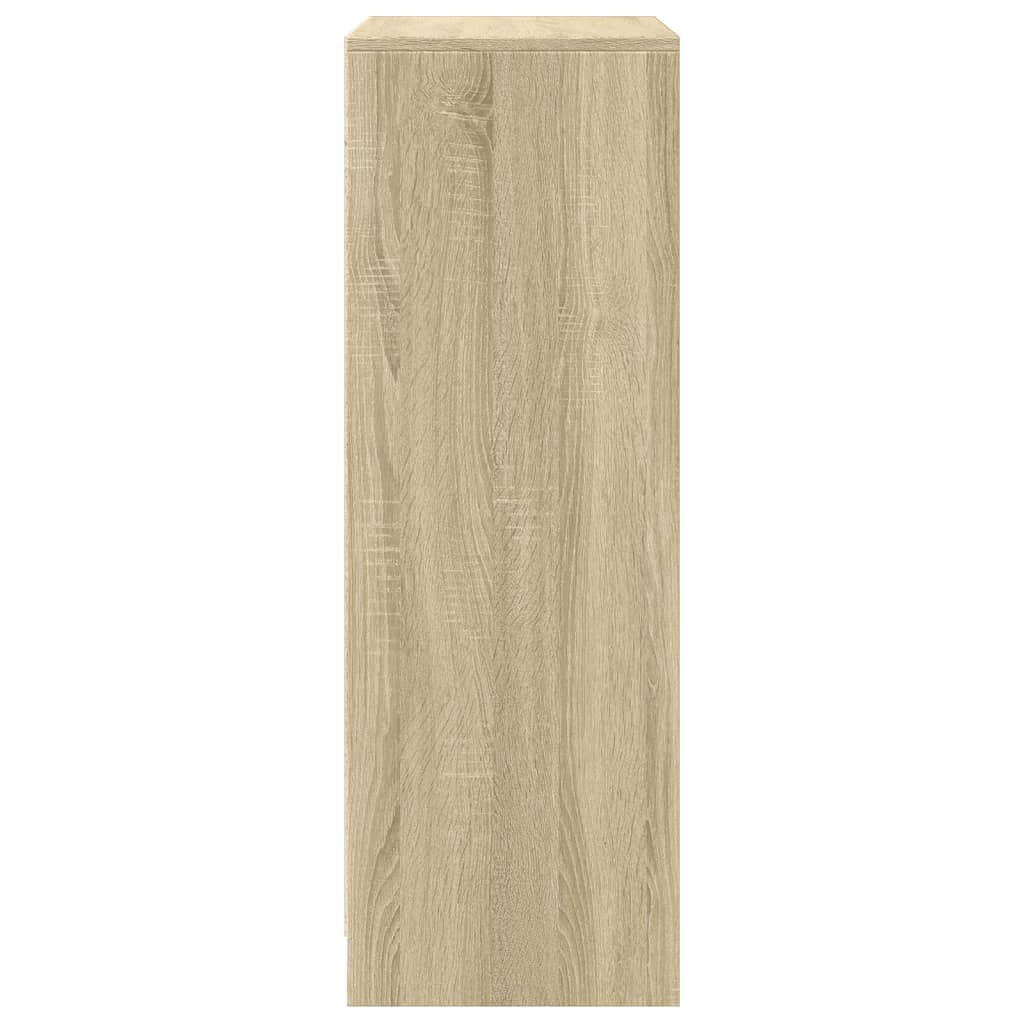 skab med LED 77x34x100 cm konstrueret træ sonoma-eg