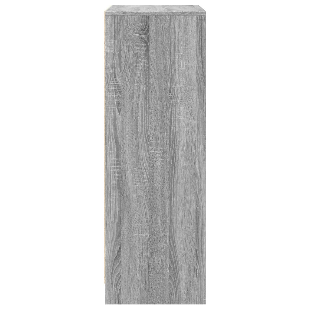 skab med LED-lys 77x34x100 cm konstrueret træ grå sonoma-eg