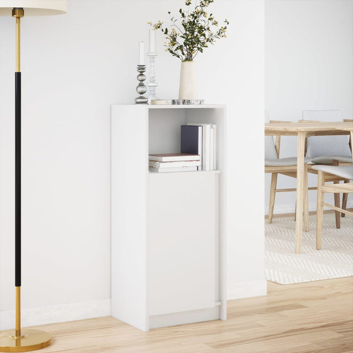 skænk med LED-lys 42,5x34x100 cm konstrueret træ hvid