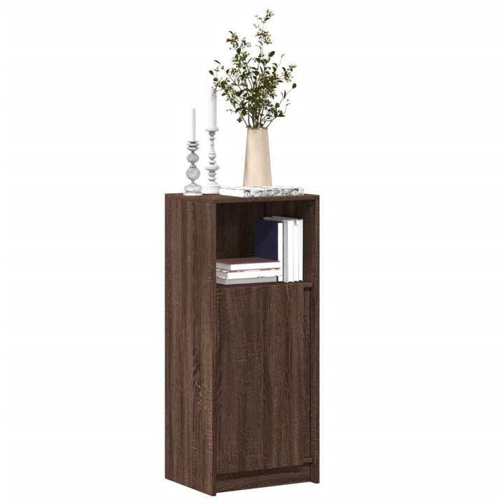 reol med LED 42,5x34x100 cm konstrueret træ brun egetræ
