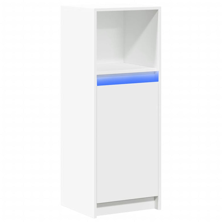reol med LED-lys 38x34x100 cm konstrueret træ hvid