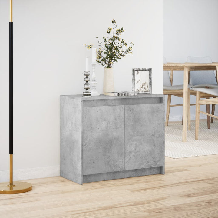 skab med LED-lys 72x34x61 cm konstrueret træ betongrå
