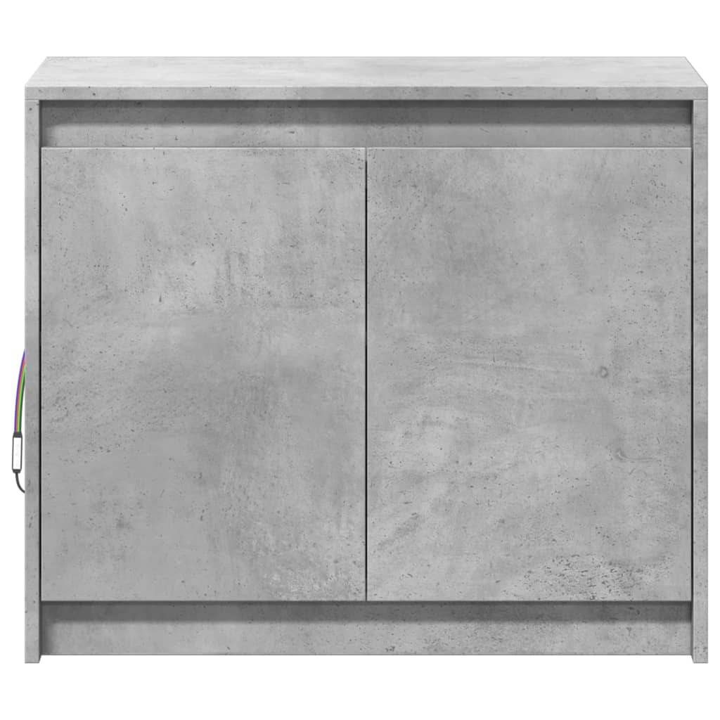 skab med LED-lys 72x34x61 cm konstrueret træ betongrå