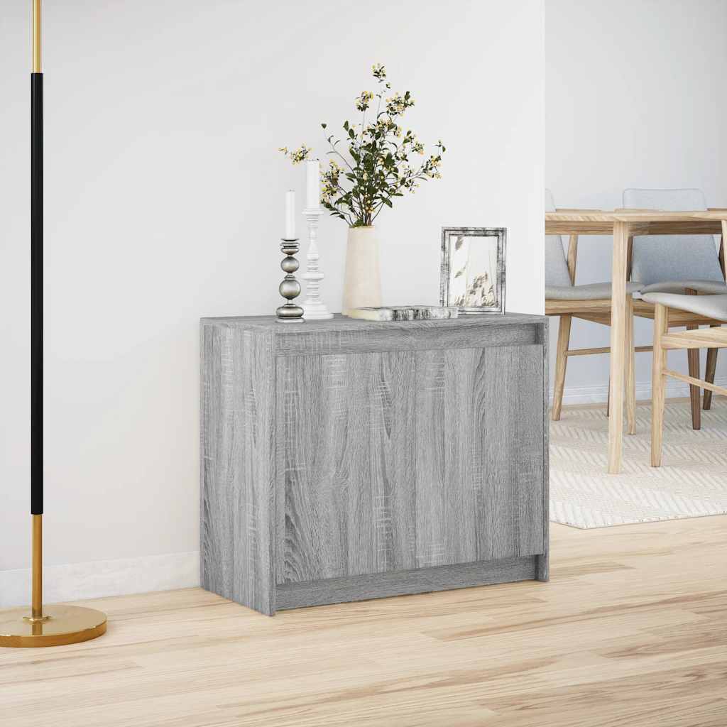 skab med LED-lys 72x34x61 cm konstrueret træ grå sonoma-eg
