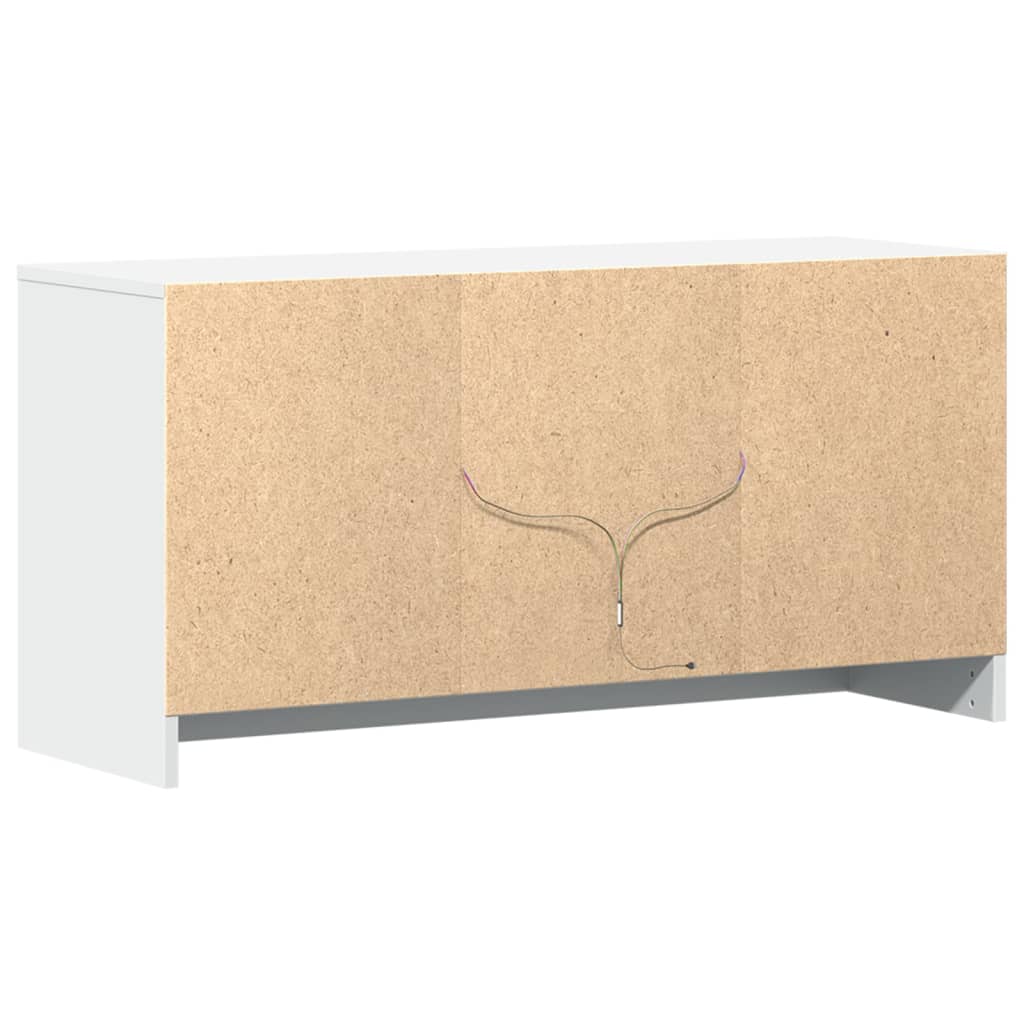 tv-bord med LED-lys 100x34x50 cm konstrueret træ hvid