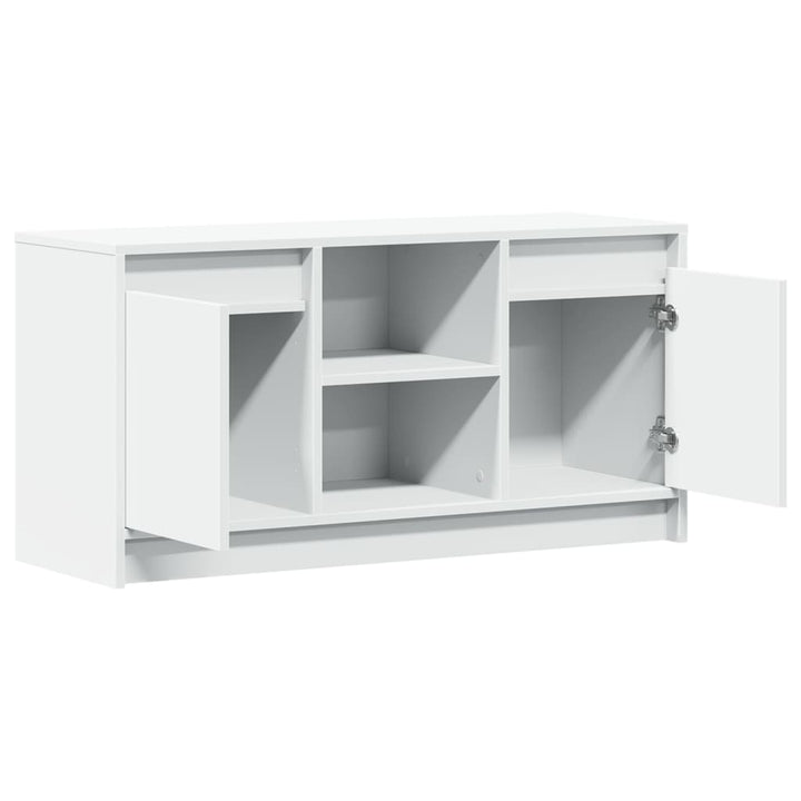 tv-bord med LED-lys 100x34x50 cm konstrueret træ hvid