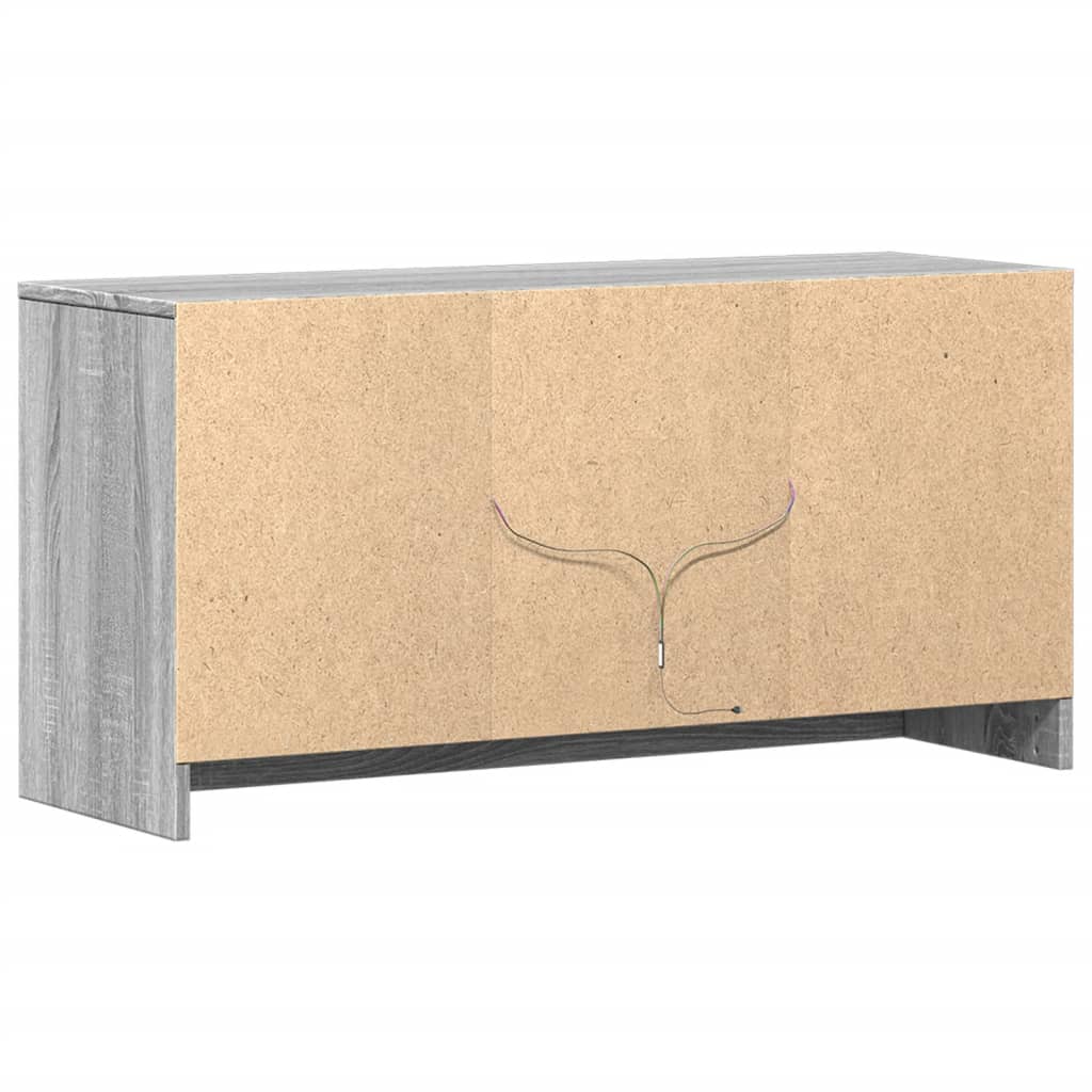 tv-bord m. LED-lys 100x34x50 cm konstrueret træ grå sonoma-eg