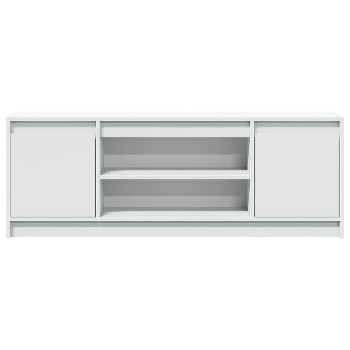 tv-bord med LED-lys 139,5x34x50 cm konstrueret træ hvid
