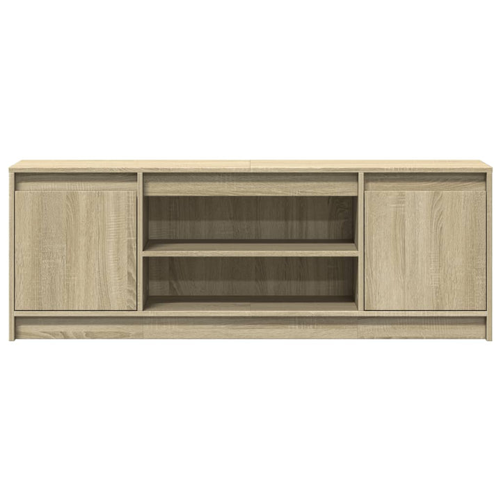 tv-bord med LED-lys 139,5x34x50 cm konstrueret træ sonoma-eg