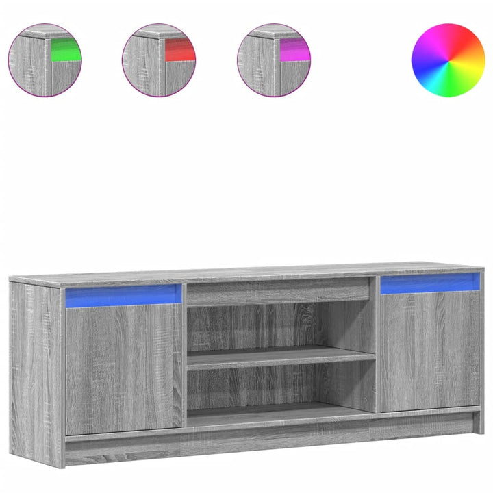 tv-bord m. LED-lys 139,5x34x50 cm konstrueret træ grå sonoma-eg