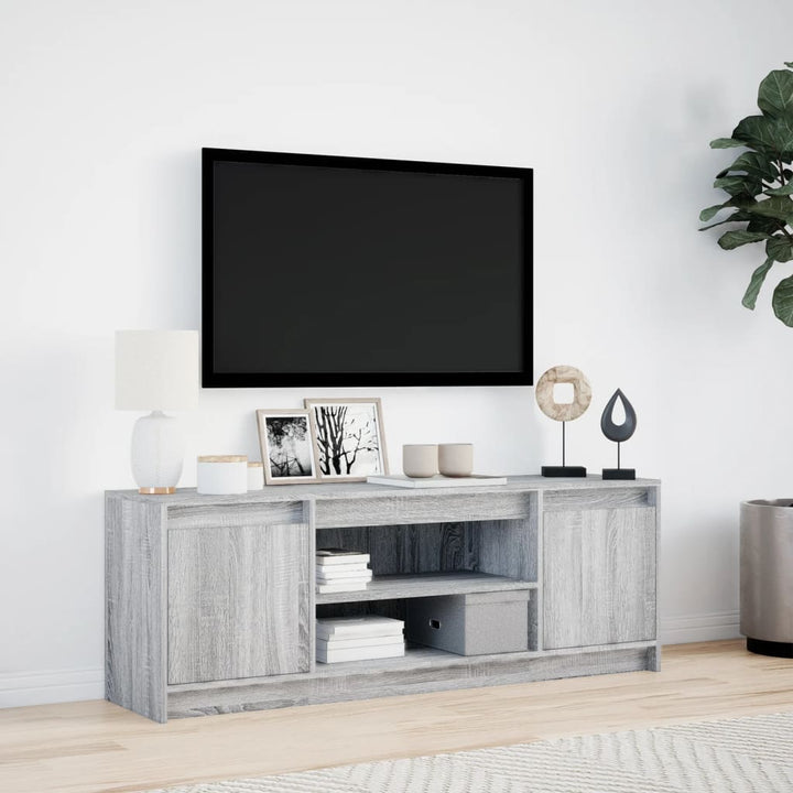 tv-bord m. LED-lys 139,5x34x50 cm konstrueret træ grå sonoma-eg